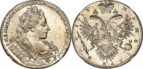 Anna Rouble 1732 MS61 NGC, Kadashevsky mint, KM192.1, cf. Bit-56. Obv. Crowned and armored bust of Anna right. Rev. Crowned double-headed eagle with o...
