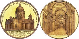 Alexander II gold "Consecration of St. Isaac's Cathedral in St. Petersburg" Medal 1858 MS62 NGC, Diakov-677.4 (R5). 60mm. 118.63gm. By A. Lyalin & V. ...