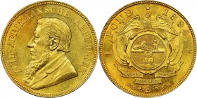 Republic gold Pond 1894 MS62 NGC, Pretoria mint, KM10.2, Fr-2, Hern-Z47. Featuring the bust of Kruger on the obverse and Transvaal arms on the reverse...
