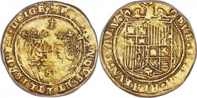 Ferdinand & Isabella gold 2 Excelentes ND (1476-1516) XF45 PCGS, Seville mint, Fr-129, Cay-2928. A crudely struck example with some luster and light t...