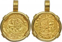 Charles I & Joanna gold Cob 2 Escudos ND (1506-1516) XF (mounted), Seville mint, Cay-3146. 11.24gm. A handsome example of the type, with clear designs...