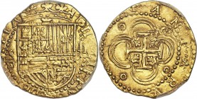 Philip II gold Cob 2 Escudos ND (1556-1598) S-D MS62 PCGS, Seville mint, Cay-4098, Fr-168. Full, sharp strike with very minor doubling, excellent lemo...