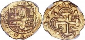 Charles II gold 8 Escudos ND (1666-1699)-M MS62 NGC, Seville mint, Cay-7820 or 7821. Well-placed strike with a pleasing degree of uniformity across th...