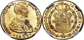 Ferdinand VII gold 2 Escudos 1809 S-CN MS61 NGC, Seville mint, KM456.1. Strong luster and an excellent strike make this a desirable example of a seldo...