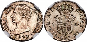 Joseph Napoleon Real 1812 M-AI MS62 NGC, Madrid mint, KM553, Cal-65. De Vellon coinage. From a short-lived two-year type. Indisputably scarce in uncir...