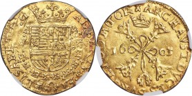 Tournai. Albert & Isabella gold 2 Albertin 1603 MS62 NGC, KM6, Fr-389. 5.15gm. Beautifully lustrous, presenting orange-gold surfaces and a bolder than...