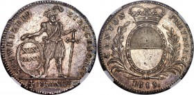 Freiburg. Canton 4 Franken 1813 MS63 NGC, KM79, Dav-363. Immediately appealing, featuring the desired combination of sharply struck details with class...