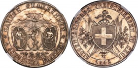 Graubunden. Canton Shooting Festival 4 Franken 1842 MS62 NGC, KM17. Mintage: 6,000. Produced as a commemorative to the Shooting Festival in Chur, this...