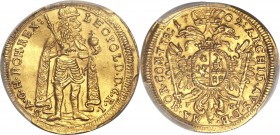 Leopold I gold Ducat 1702-FT MS63 PCGS, Klausenburg mint, KM525, Fr-498, Resch-44. Wonderfully preserved and with original luster throughout, this rar...