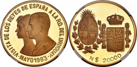 Republic gold Proof 20000 Nuevos Pesos 1983-So PR67 Ultra Cameo NGC, Santiago mint, KM-X2. Exceptional cameo fields with nicely frosted devices. AGW 0...