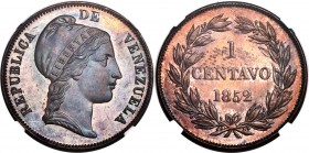 Republic Centavo 1852 MS64 Brown NGC, London mint, KM-Y6. Exceptionally alluring from all angles, with mahogany-drenched surfaces infused with rich au...