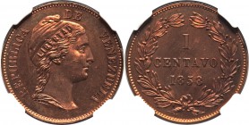 Republic Proof Centavo 1858-HEATON PR64 Red and Brown NGC, Heaton mint, KM-Y7. Raised 'LIBERTAD' variety. Almost entirely red and superbly preserved, ...