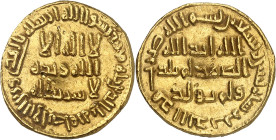 Temp. of Sulaymân ibn ‘Abd al-Malik, 96-99 H./715-717 AD or ‘Umar II ibn Abd al-’Aziz, 99-101 H./717-720 AD.

Gold Dinar 99 H., (Damascus), 4,27g. Alb...