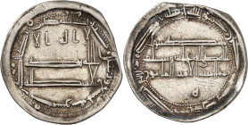 Temp. of Hârûn al-Rashîd, 171-193 H./786-809 AD. 

Silver Dirham 189 H., Dimashq. Name of the prince al-Ma’mûn (without indication of his position in ...