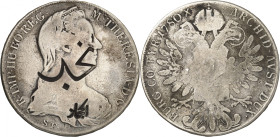 Maria Theresia, 1740-1780 AD.

Silver Taler 1780, Günzburg, immobilized 19/20th century restrike with countermark “Najd” and small “al-Hijâz”. 27,00g....