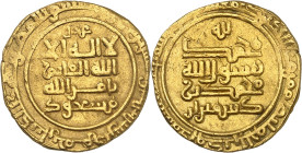 ‘Ala al-Dawla Muhammad 398-433 H./1008-1041 AD.

Gold Dinar 42(?) H., Hamadan. As vassal of the Ghaznavid ruler Mas’ud I. 3,23g. Album 1590.

Slig...