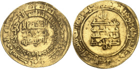 Nasr ibn Ahmad, 301-331 H./914-943 AD. 

Gold Dinar 310 H., al-Muhammadîya. 3,89g. Miles 154A; Bernardi 269Mh; Album 1449. 

Very fine.