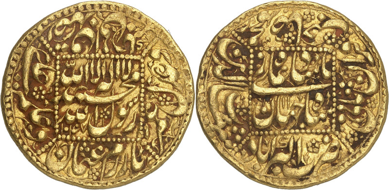 Shâh Jahân, 1037-1068 H./1628-1658 AD. 

Gold Nazarana Mohur 1047 H./ regnal yea...