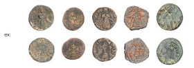 Umayyad Pre-Reform coins. 

Lot of 164 AE coins mostly of the Standing Caliph type. Iliyâ, Ludd, ‘Ammân, Yubnâ, Tanûkh, Jabrîn, Halab, Hims, Dimashq, ...
