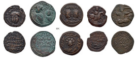 Artuqids, Zangids and other Dynasties. 

Lot of 27 AE coins including 15 Artuqid pictorial AE Dirhams, 6 Zangid AE Dirhams comprising one Wuqiya weigh...