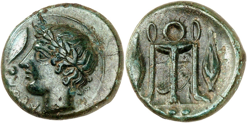 Sicily, Leontinoi.

Tetras circa 405-402 BC. Laureate youthful male head left. I...