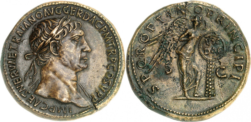 Trajan, 98-117.

Sestertius 103-111, Rome. IMP CAES NERVAE TRAIANO AVG GER DAC P...