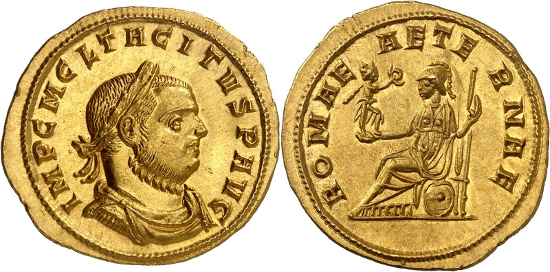 Tacitus, 275-276.

Aureus 275-276, Ticinum. IMP C M CL TACITVS P AVG Laureate, d...