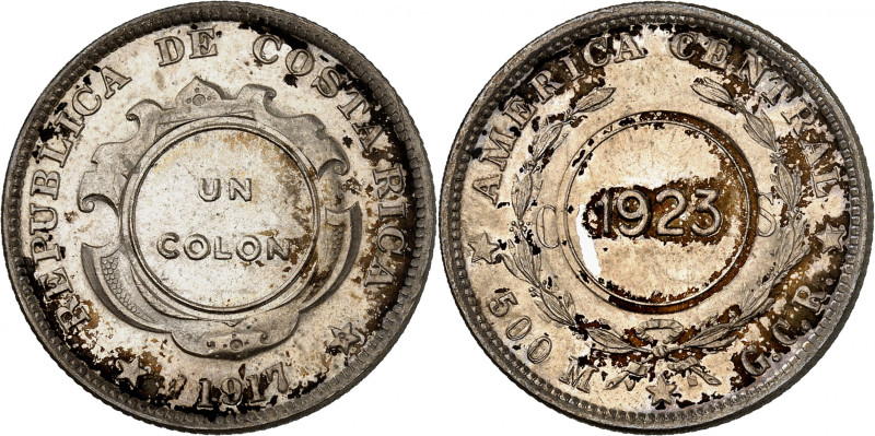 Republic of Costa Rica.

1 Colon 1923 (on 50 Centavos 1917 GCR). Counterstampe...
