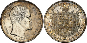 Frederik VII, 1848-1863.

Rigsbankdaler (30 Schilling) 1849 VS, Copenhagen. PROOF. Head right, date below / Crowned arms and denomination. 14,48g. K...