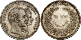 Christian IX, 1863-1906.

2 Kroner 1892, Copenhagen. Head of Christian IX and Queen Louise right / Denomination above wedding date within wreath. 14...