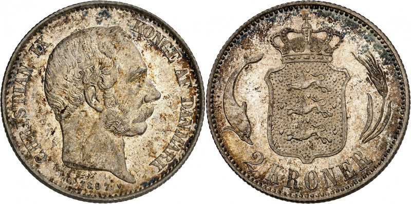 Christian IX, 1863-1906.

2 Kroner 1897 VBP, Copenhagen. Bust right, date belo...