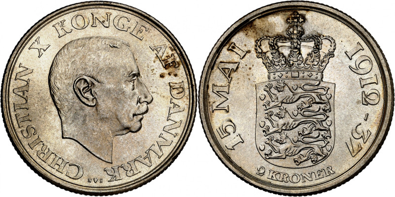 Christian X, 1912-1947.

2 Kroner 1937, Copenhagen. Head of Christian X right ...