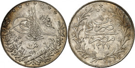 Ottoman Empire, Muhammad V, AH1327-1332 (1909-1914).

10 Qirsh AH1327/6 (1913) H, Birmingham. Toughra above denomination / Date within wreath. 13,99...