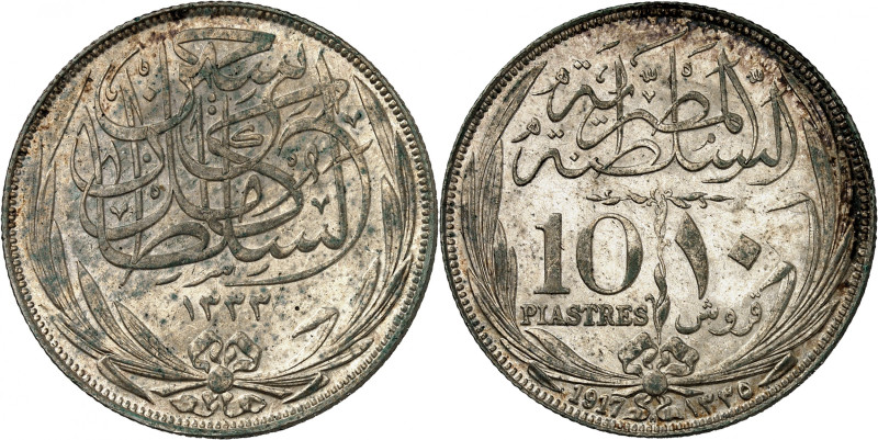 British Protectorate, Hussein Kamil, as Sultan, AH1333-1336 (1914-1917).

10 P...