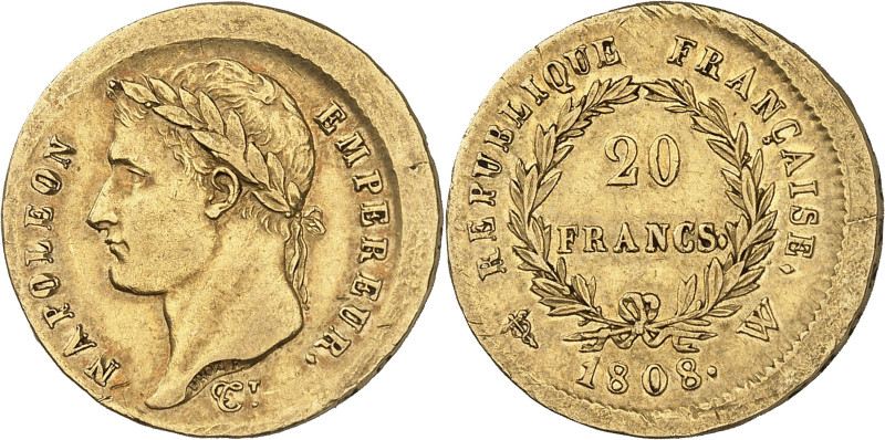 Contemporary period, First Empire, 1804-1814.

20 Francs 1808 W, Lille. OFF-CE...