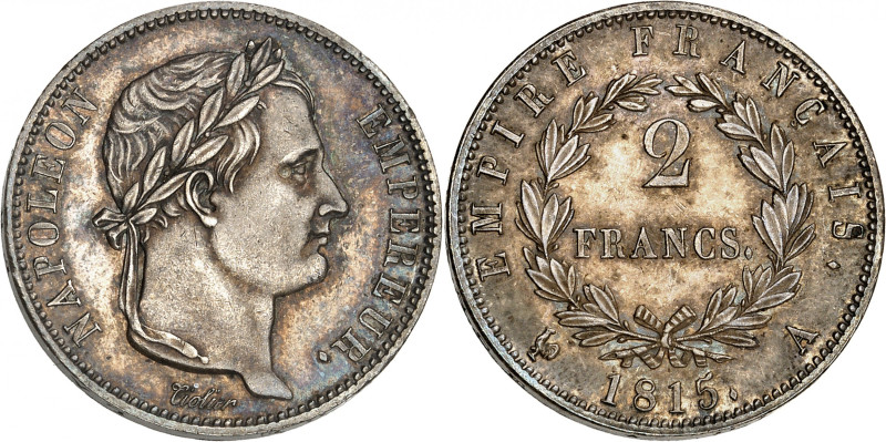 Contemporary period, The Hundred Days, 1815.

2 Francs 1815 A, Paris. Laureate...