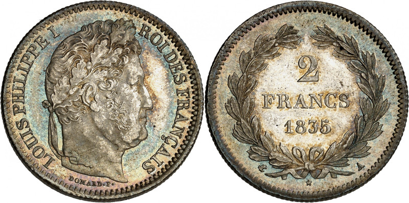 Contemporary period, Louis-Philippe I, 1830-1848.

2 Francs 1835 A, Paris. Lau...