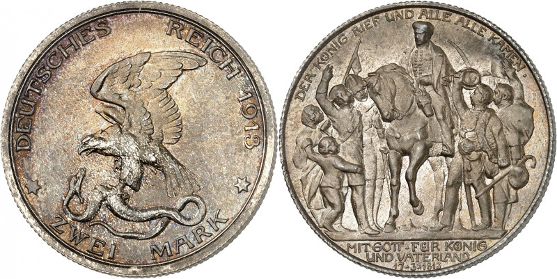 Prussia, Wilhelm II, 1888-1918.

2 Mark 1913 A, Berlin. Eagle with snake in ta...