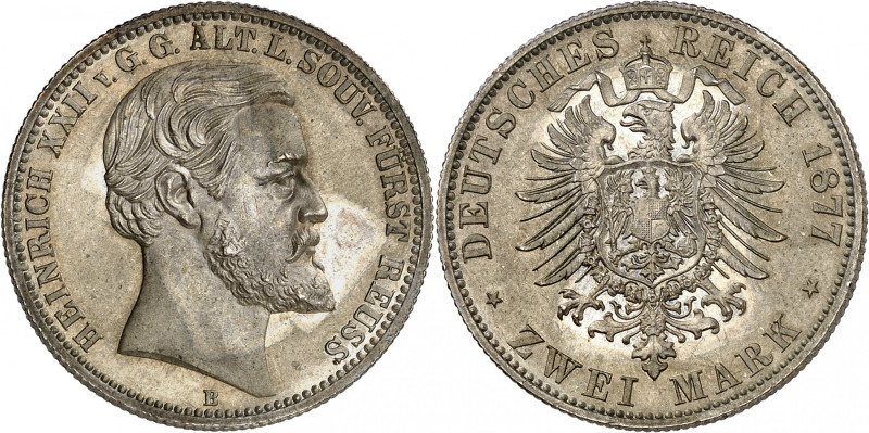 Reuss-Obergreiz, Heinrich XXII, 1859-1902.

2 Mark 1877 B, Hannover. Head righ...