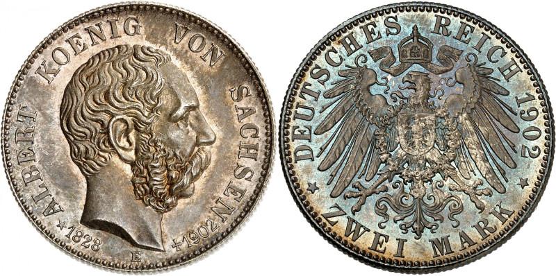 Saxony-Albertine, Georg, 1902-1904.

PROOF 2 Mark 1902 E, Muldenhütten. Head r...