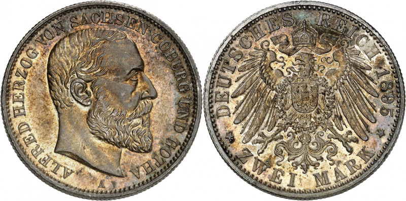 Saxe-Coburg-Gotha, Alfred, 1893-1900.

2 Mark 1895 A, Berlin. Head right / Cro...