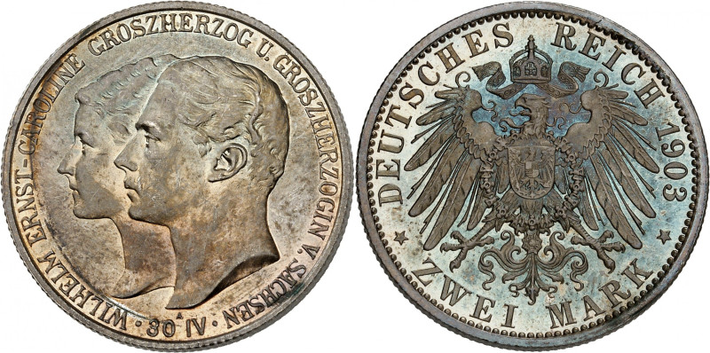 Saxe-Weimar-Eisenach, Wilhelm Ernst, 1901-1918.

PROOF 2 Mark 1903 A, Berlin. ...