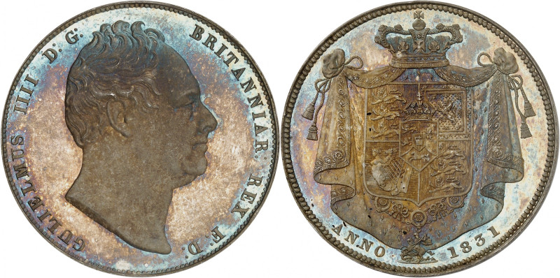 William IV, 1830-1837.

Halfcrown 1831. PROOF. Head right / Arms within crowne...