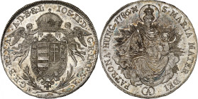 Joseph II, 1780-1790.

1/2 Taler 1786 A, Vienna. Angels holding crown above arms / Radiant Madonna and child. 13,99g. KM 399.

NGC MS63. (2160360-...