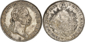 Franz I (II), 1792-1835.

1/2 Taler 1833 B, Kremnitz. Laureate head right / Radiant Madonna and child. 14,00g. KM 420.

NGC AU Details Cleaned. (2...