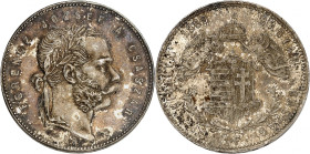 Franz-Joseph I, 1848-1916.

Forint 1869 KB, Kremnitz. Laureate head right / Angels holding crown above arms. 12,35g. KM 449.1.

NGC MS62. (2160390...