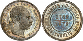 Franz-Joseph I, 1848-1916.

Forint 1878 KB, Kremnitz. Laureate head right / Dates within circle. 12,34g. KM -; Frühwald 1910. 

NGC MS64. (2160358...