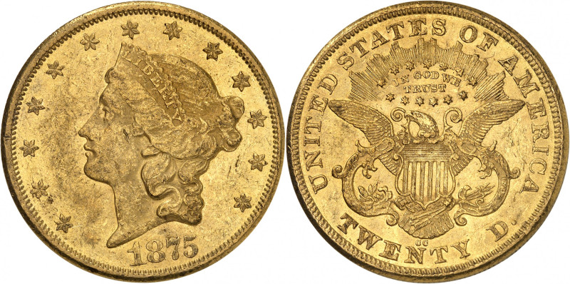 20 Dollars 1875 CC, Carson City. 33,40g. Fr. 176.

About extremely fine.