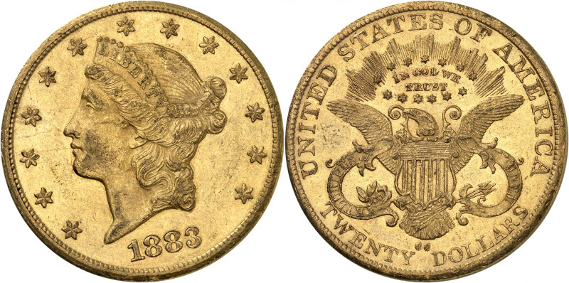 20 Dollars 1883 CC, Carson City. 33,43g. Fr. 176.

Extremely fine.