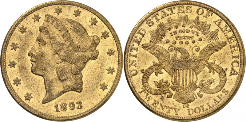 20 Dollars 1893 CC, Carson City. 33,41g. Fr. 176.

About extremely fine.
